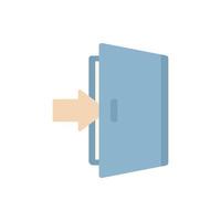 Open door icon flat vector. Computer interface vector