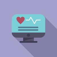 Online heart rate monitor icon flat vector. Patient record vector