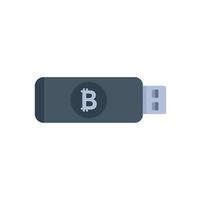 Cryptocurrency usb icon flat vector. Bitcoin money vector