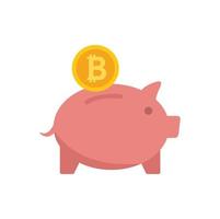 Piggy bank icon flat vector. Bitcoin money vector