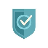 Approved shield icon flat vector. Interface button vector