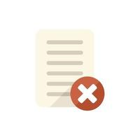 Rejected document icon flat vector. Message digital vector