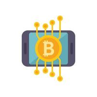 Crypto smartphone icon flat vector. Business money vector