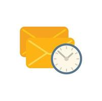 Mail time send icon flat vector. Clock project vector