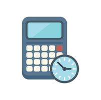 Calculator time icon flat vector. Clock project vector