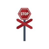 Stop sign icon flat vector. Train road vector