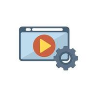 Edit gear movie icon flat vector. Video montage vector