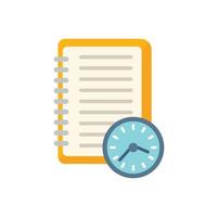 Timer notebook icon flat vector. Work project vector