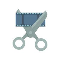 Cut movie icon flat vector. Montage film vector
