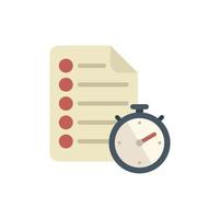 Time paper icon flat vector. Work control vector