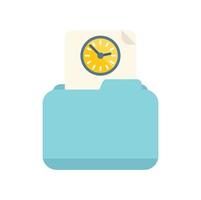 Folder clock icon flat vector. Work control vector