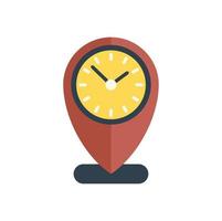 vector plano de icono de control de ubicación de tiempo. reloj de trabajo