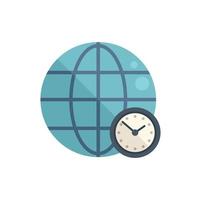 Global flexible time icon flat vector. Office worker vector