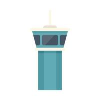 Airport tower icon flat vector. Airplane flight vector