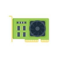 Gpu card cooler icon flat vector. Cpu chip vector