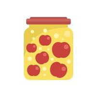 Canned apple icon flat vector. Food pickle vector