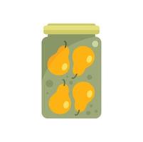 Canned pear icon flat vector. Food pickle vector