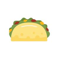 Cooked taco icon flat vector. Mexican food vector