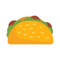 Wrap taco icon flat vector. Mexican food vector