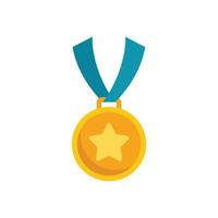 Gold medal icon flat vector. Customer service vector