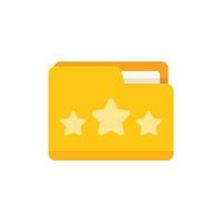 Rate folder icon flat vector. Star review vector