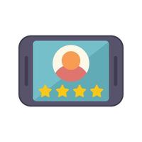 Tablet review icon flat vector. Star rate vector