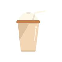 Cute latte cup icon flat vector. Cafe glass vector