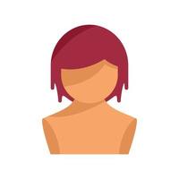 Young wig icon flat vector. Hairstyle short vector