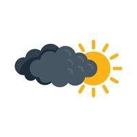 Sun under cloud icon flat vector. Rain forecast vector