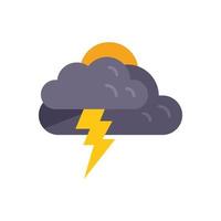 Thunderstorm icon flat vector. Cloudy weather vector