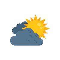 icono de sol nublado vector plano. pronostico de lluvia