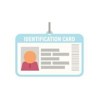 Id card name icon flat vector. Identification badge vector