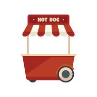 Hot dog market icon flat vector. Cart food vector