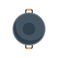 Skillet wok frying pan icon flat vector. Fry cooking vector