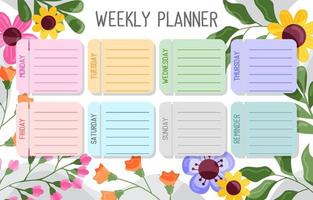 Weekly Schedule Template With Colorful Floral Element vector