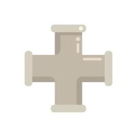 Cross pipe icon flat vector. Water pipeline vector