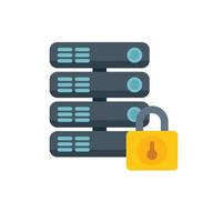 Locked data server icon flat vector. Platform system vector