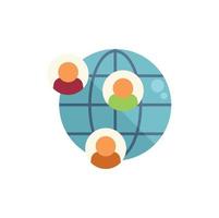 Global client icon flat vector. Crm data vector