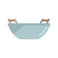 wok sartén icono vector plano. freír cocinar