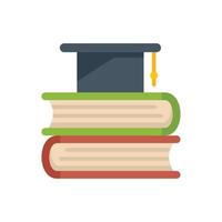 Graduation book stack icon flat vector. University study vector