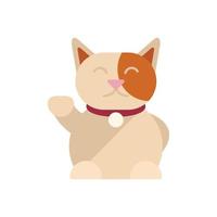 Rich lucky cat icon flat vector. Japan fortune vector