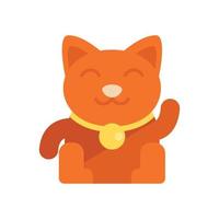 Kawaii lucky cat icon flat vector. Japan neko vector