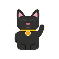 Maneki lucky cat icon flat vector. Japan fortune vector