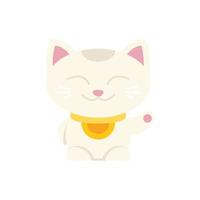 lindo gato de la suerte icono vector plano. japón neko