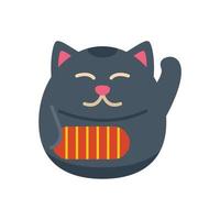 Fortune lucky cat icon flat vector. Japan neko vector