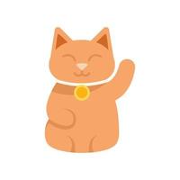 Japan lucky cat icon flat vector. Neko maneki vector