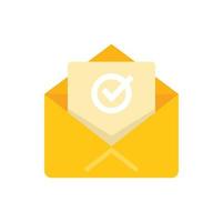 Approved mail icon flat vector. Business quality vector