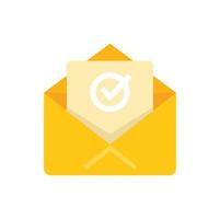 Approved mail icon flat vector. Business quality vector