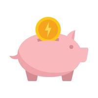 Save piggy bank icon flat vector. Smart consumption vector