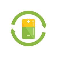 Recycle battery icon flat vector. Water solar vector